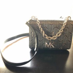 mott large metallic deco leather crossbody